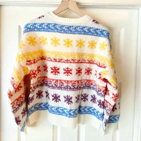 ON Fair Isle Snowflake Sweater rainbow spacedye GIRLS 2X (18) plus NWT - Picture 3 of 8